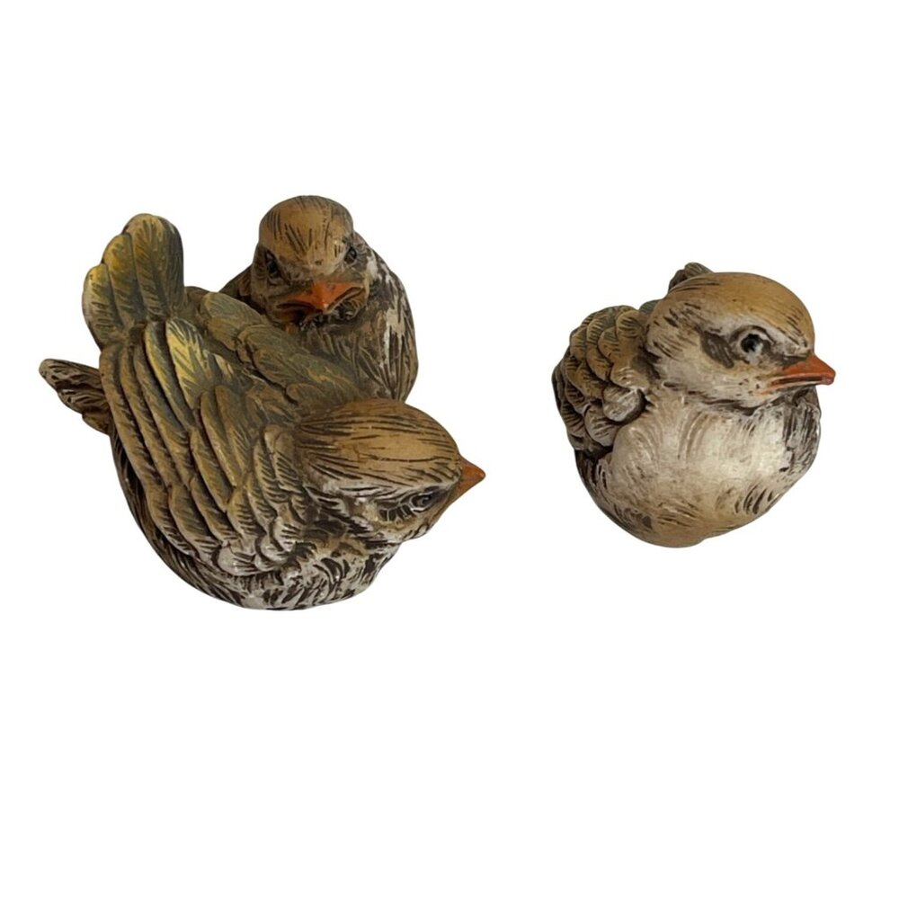 Sparrow Bird Italy Dipinto a Mano Brown Resin Figurines Set Lot Hand Painted VTG - Picture 7 of 15